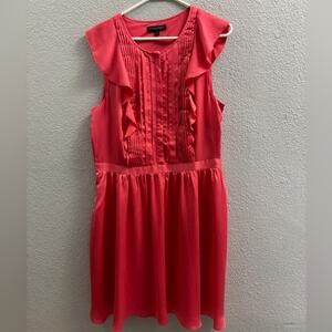 Banana Republic Women's Coral Sleeveless Ruffle Dress Size 14